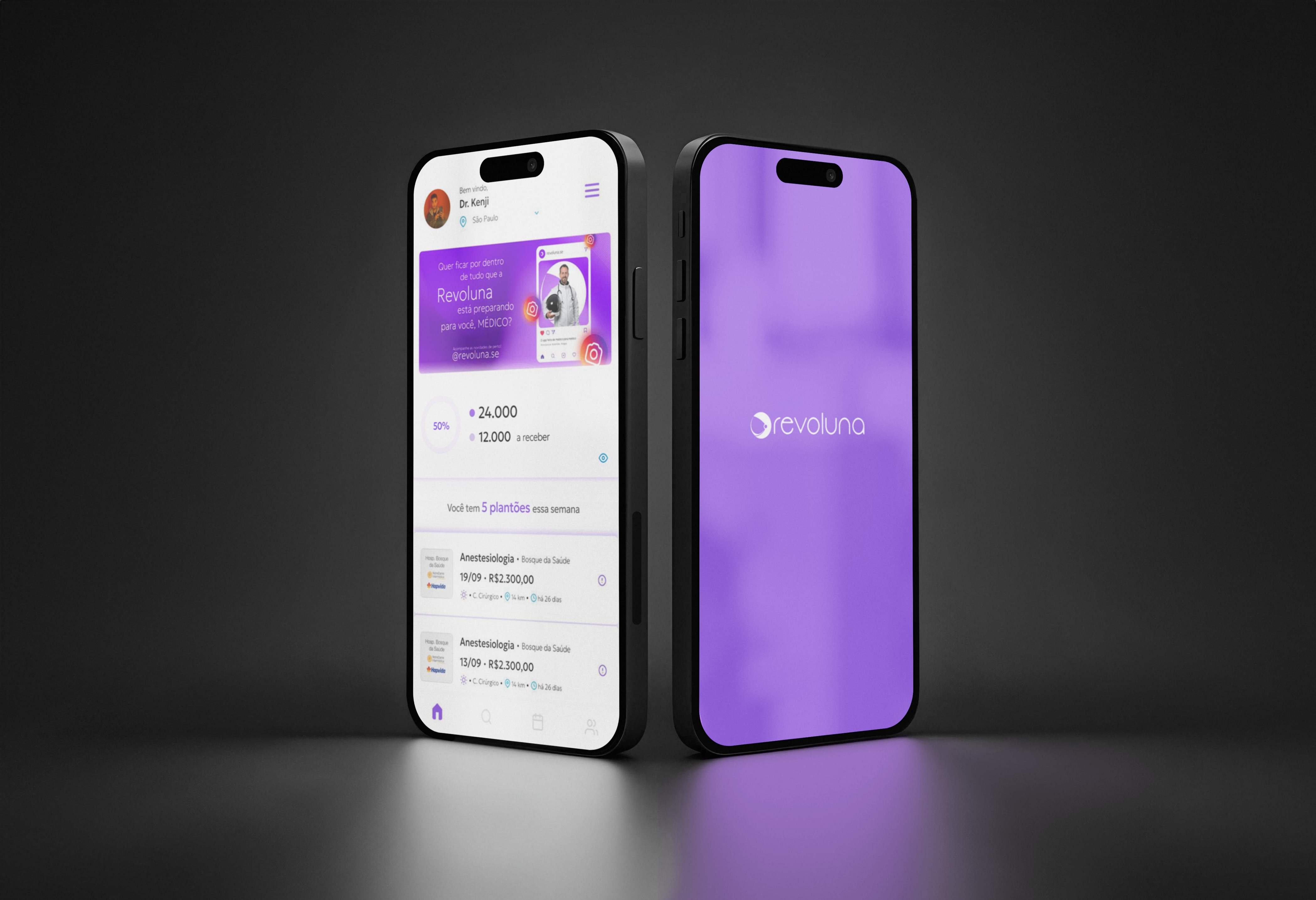 Revoluna — App Home e Splash